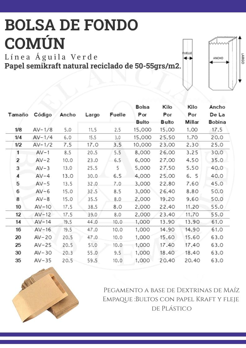 Bolsa de Papel Kraft Línea Águila Verde 3