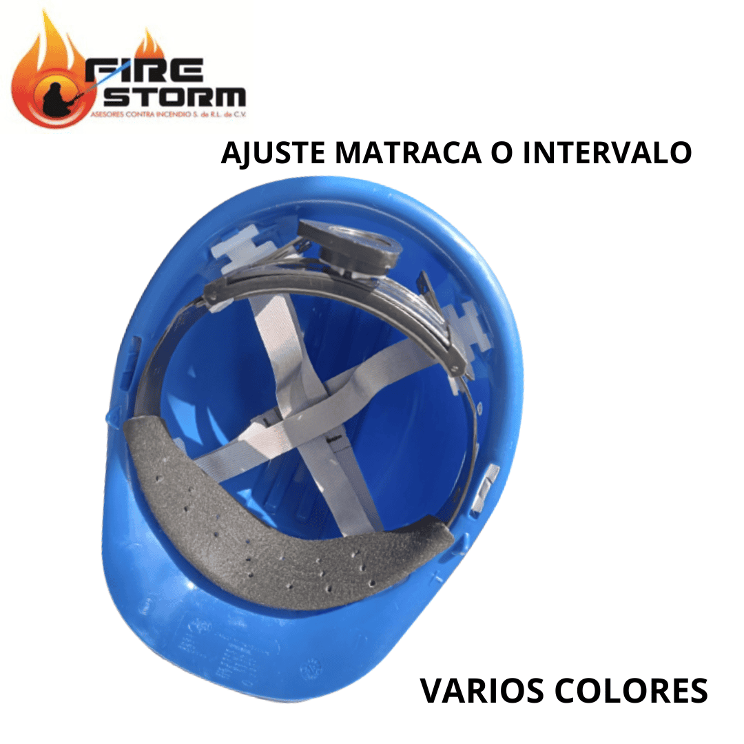Cascos de seguridad en varios colores tipo cachucha o ala ancha disponibles en Fire Storm