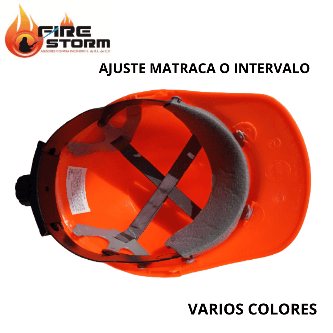 Cascos de seguridad en varios colores tipo cachucha o ala ancha disponibles en Fire Storm