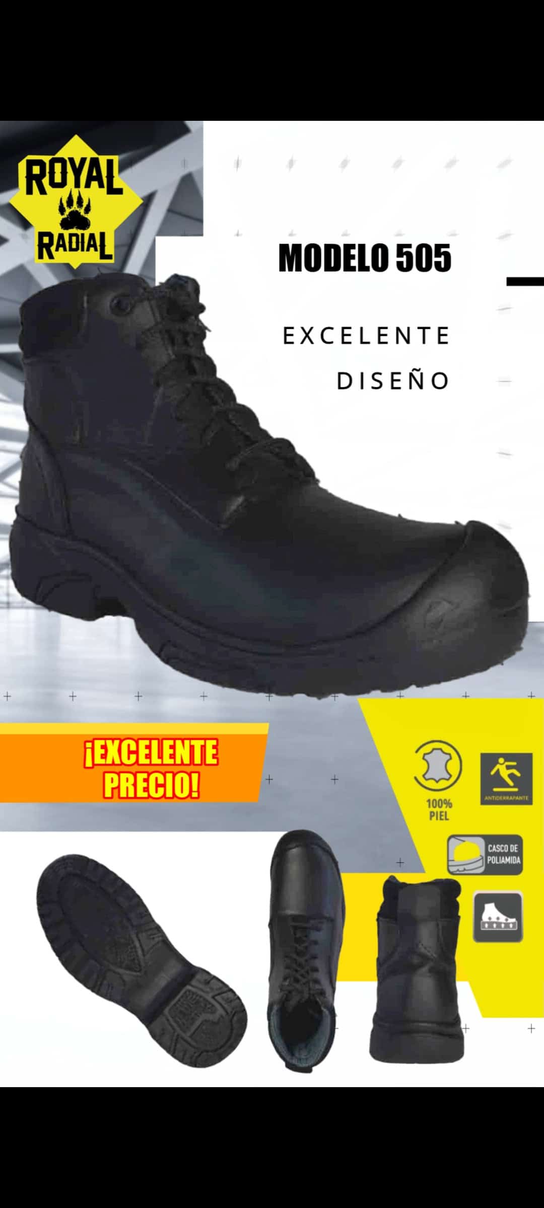 Botas de trabajo con suela antideslizante dieléctricas.