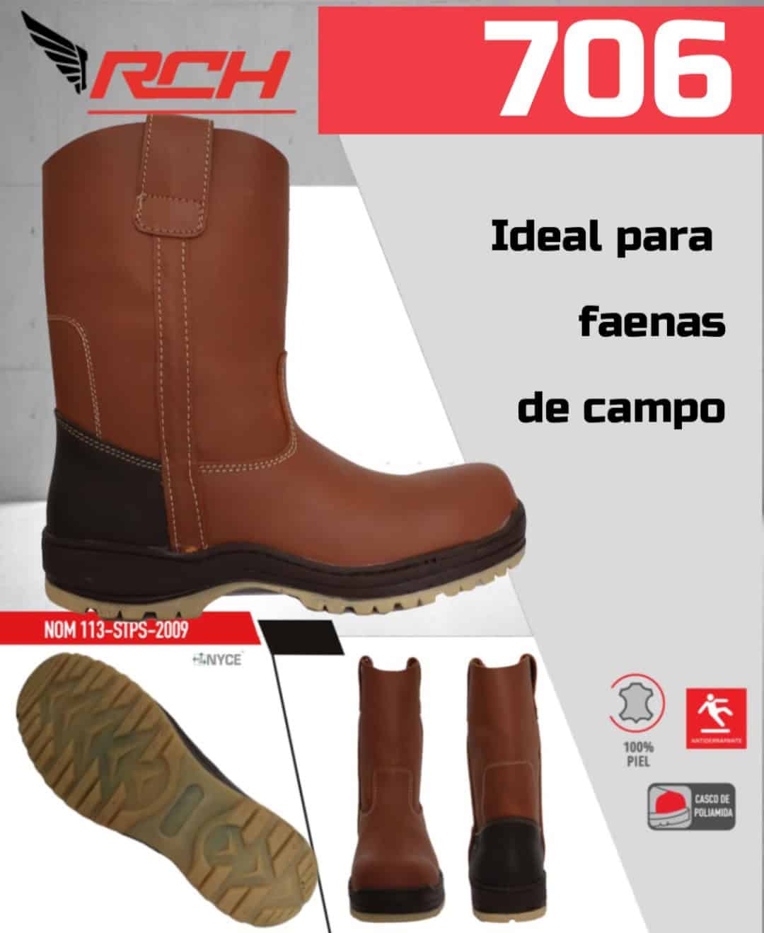 Bota de uso agrícola dieléctrica.