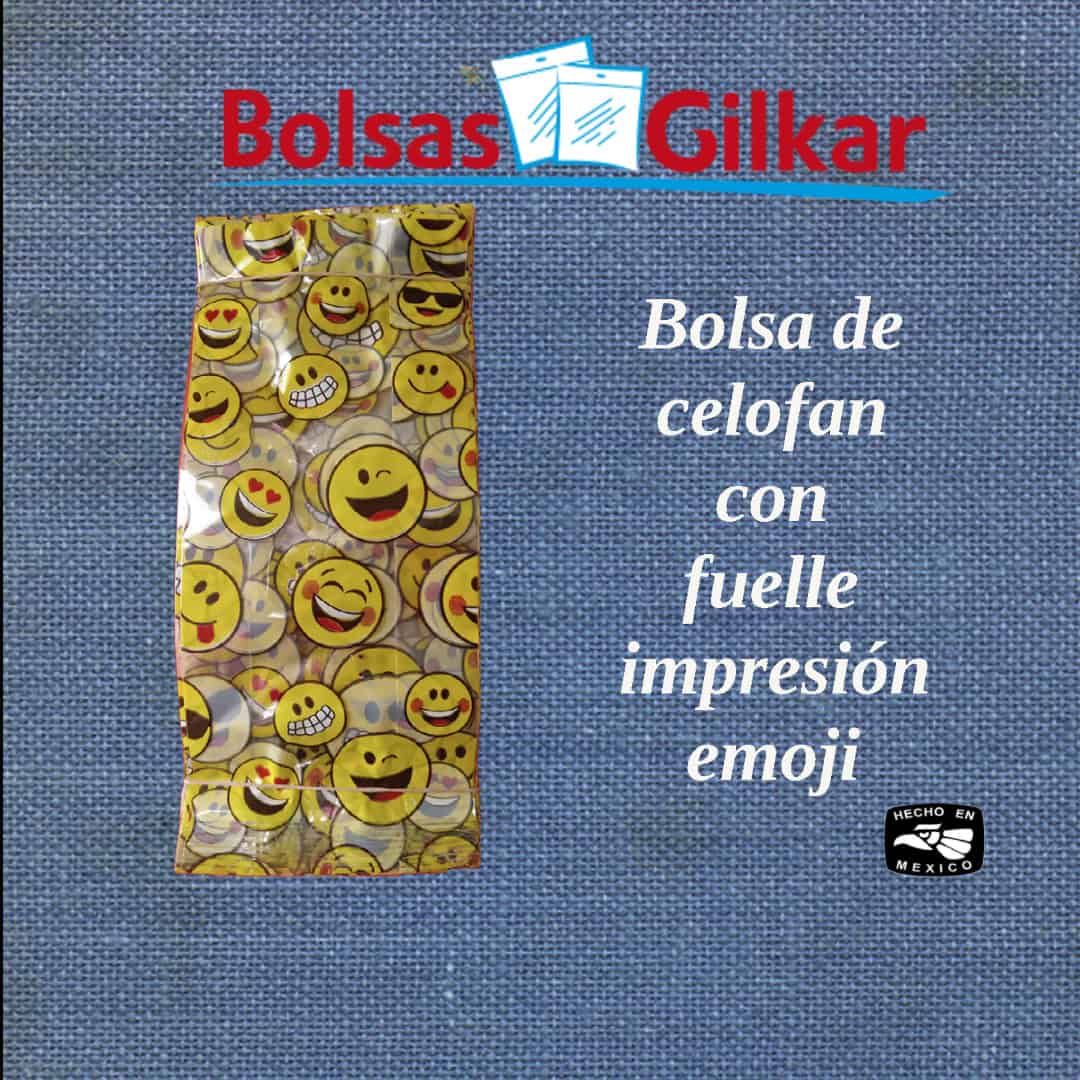 Bolsa de celofán con fuelle impresión emoji