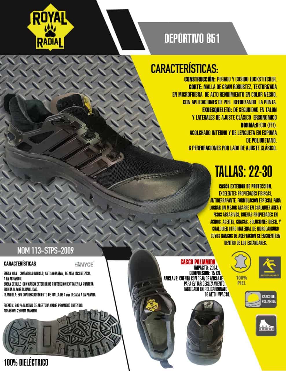 Tenis industrial dieléctrico.