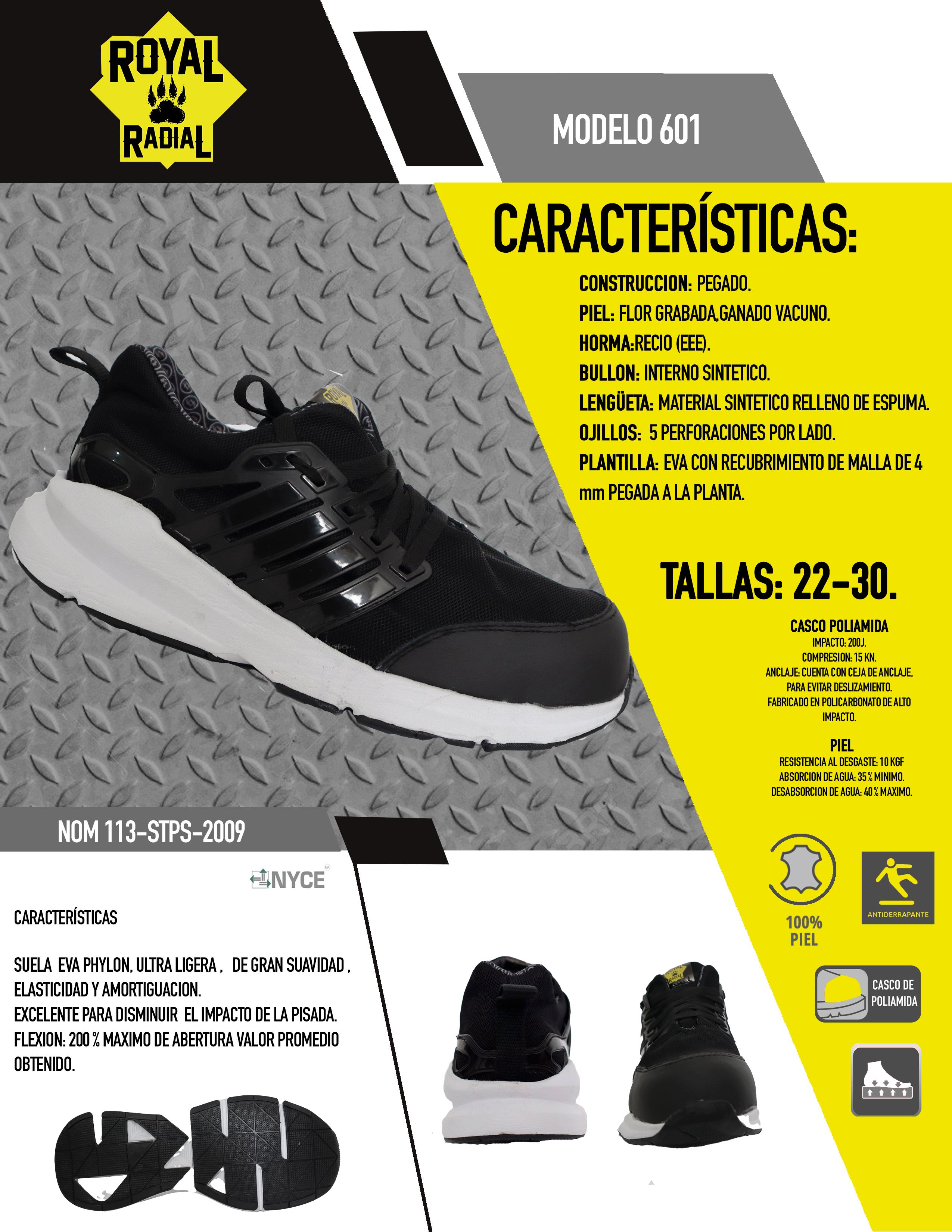 Tenis industrial dieléctrico.