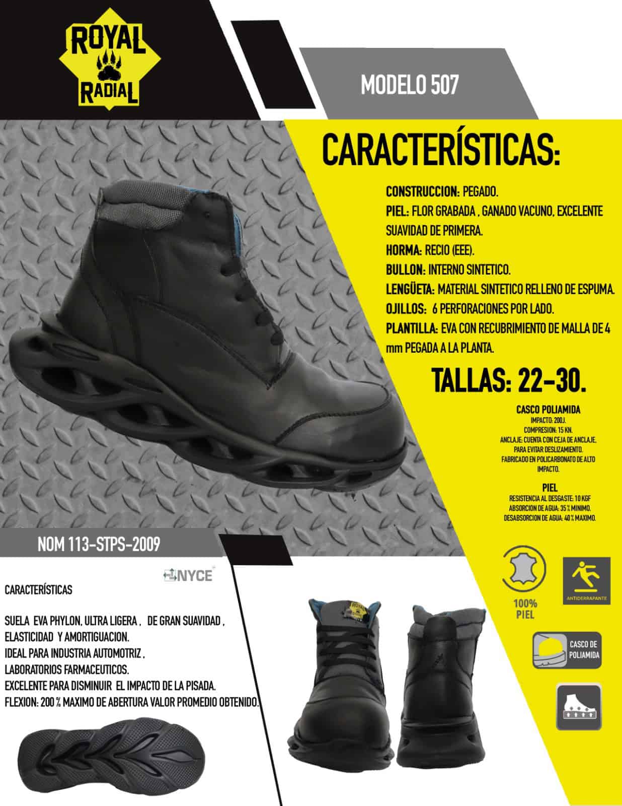 Tenis industrial dieléctrico.
