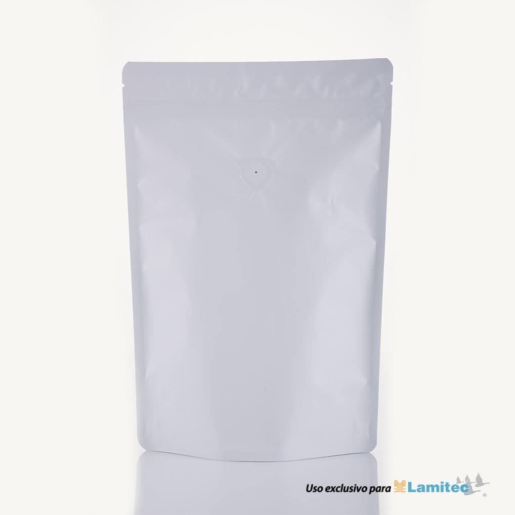 Stand Up Pouch (SUP) Blanco Mate. Para 250, 454 y 1,000 gramos.