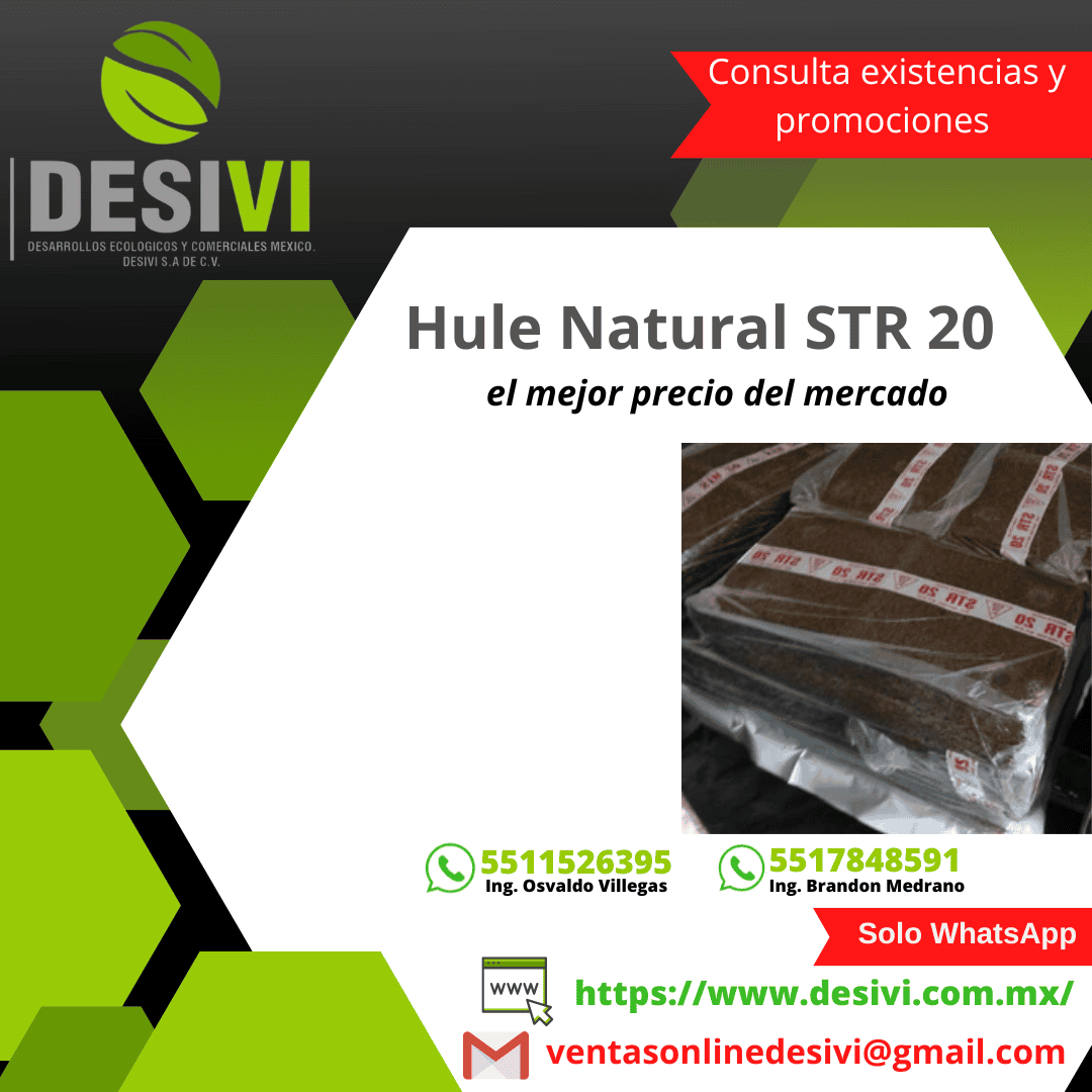 Hule natural tipo SGR grado 20 en paca