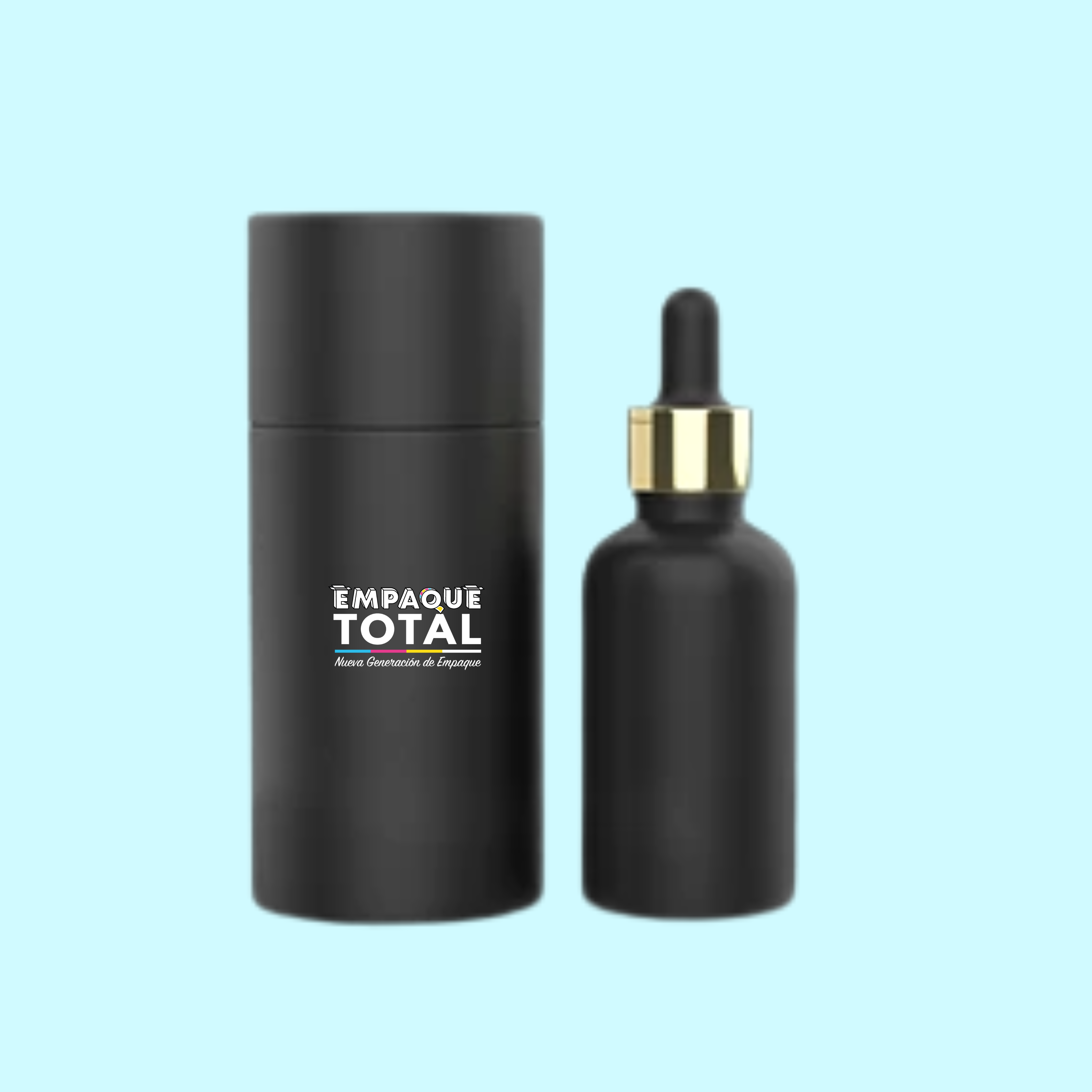 Empaques Cilíndricos para Goteros de 30 mL, 45 mL y 60 mL. Fabricado en Cartón Blanco y Papel Estucado. Posee un inserto EVA en el interior para evitar que el producto tenga movimiento. 