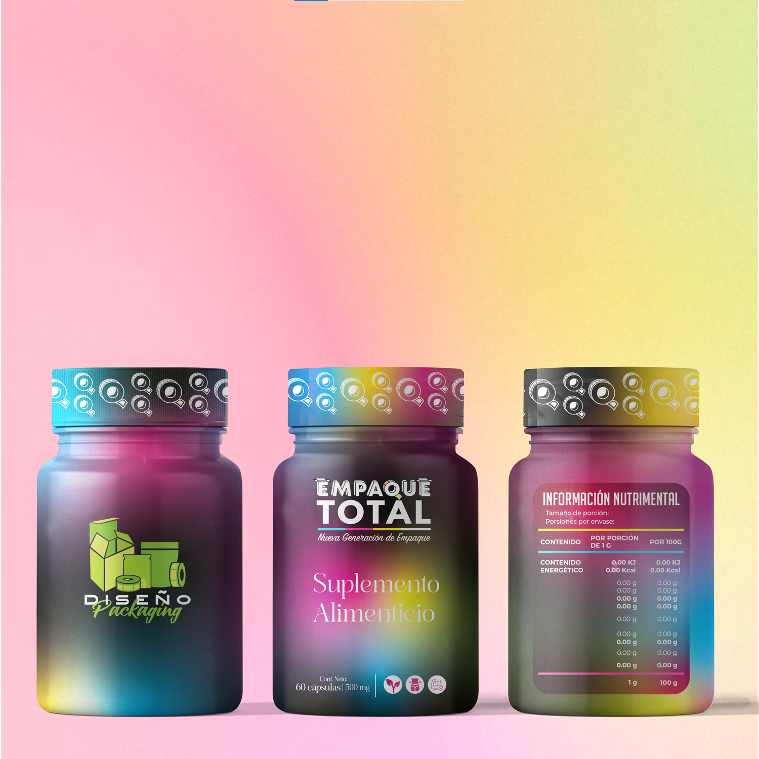 Mangas Termoencogibles para suplementos. Una idea moderna e increible ya que se puede imprimir a Full Color y funciona como sello de seguridad para el producto. 