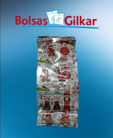 Bolsa de celofan con fuelle impresion navideña