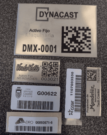 Placas de aluminio y acero para control de activo fijo