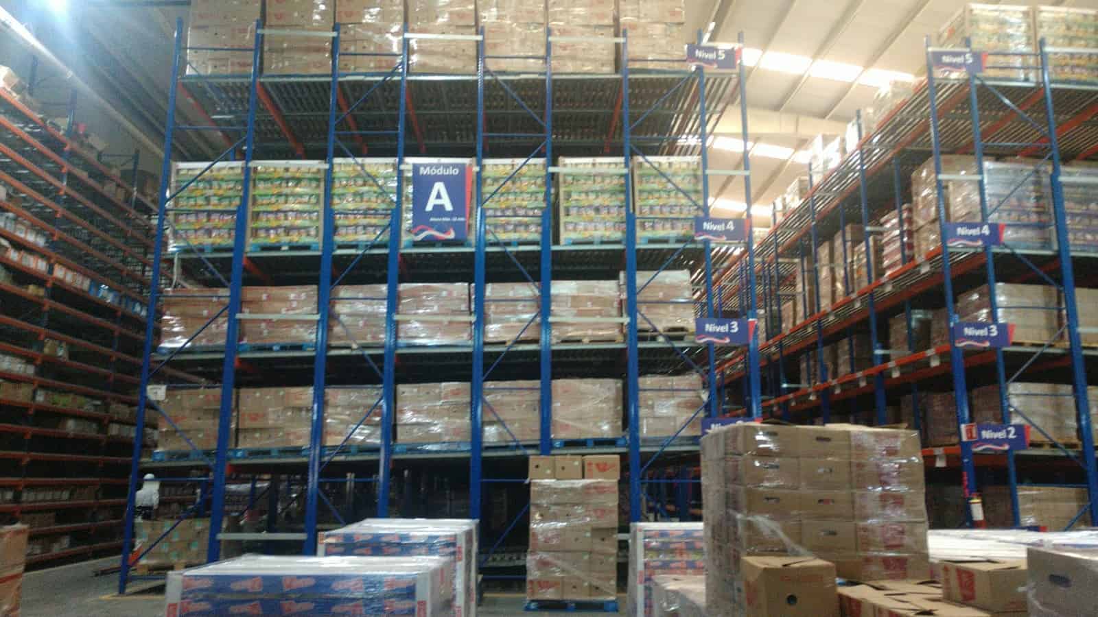 Rack dinámico-siete túneles y cinco niveles de vigas