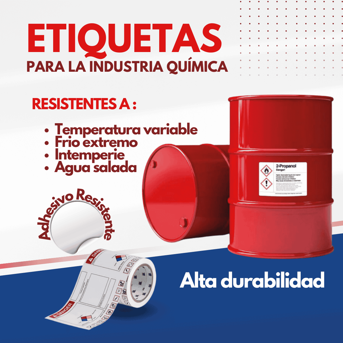 Etiquetas adhesivas para contenedores de productos químicos