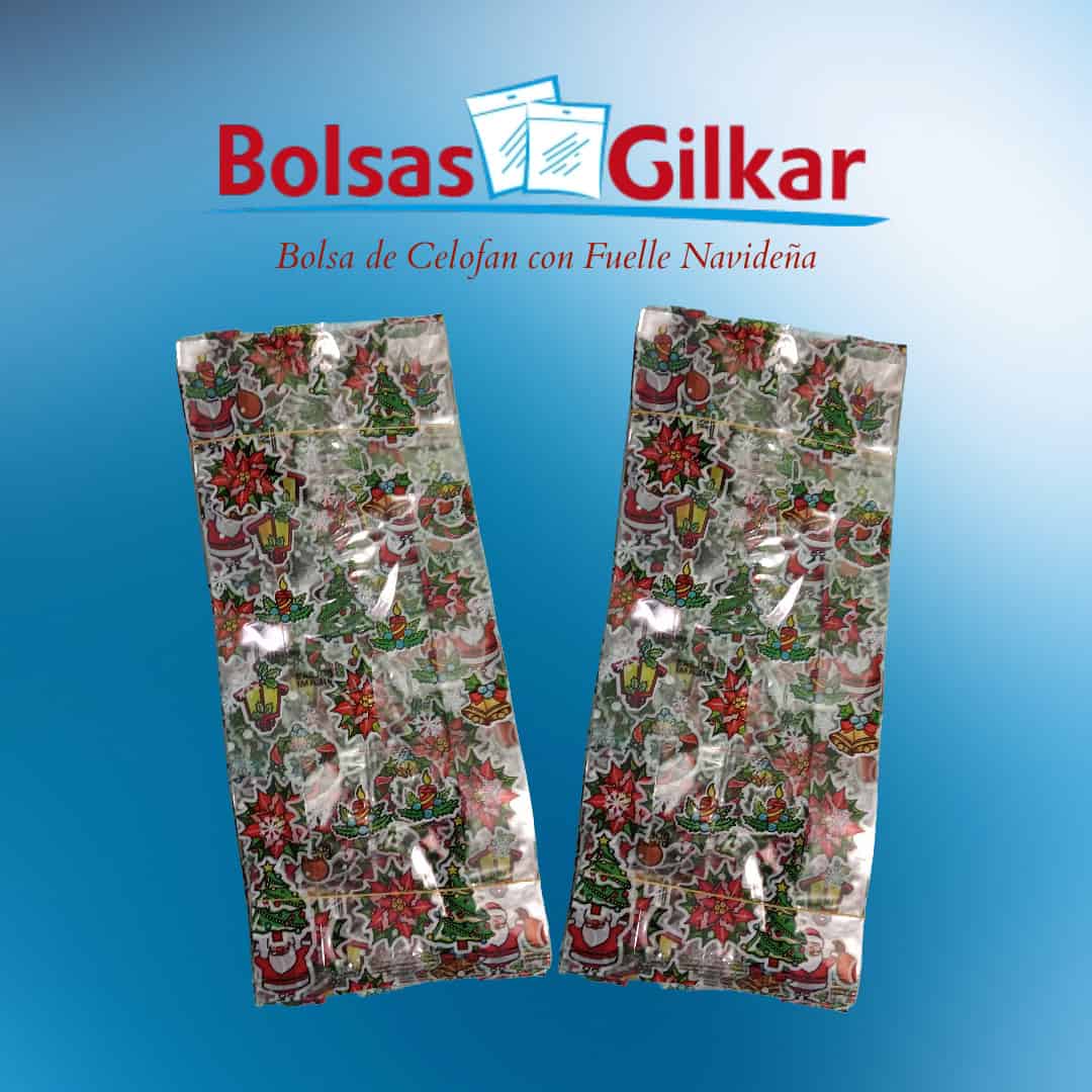 Bolsa de celofan con fuelle navidad