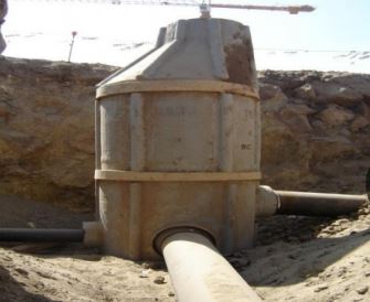 pozo de visita en fibra de vidrio con tapa en concreto polimerico