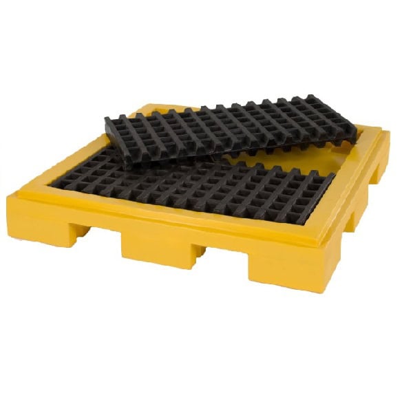 Tarimas antiderrames con rejilla para 4 Tambores