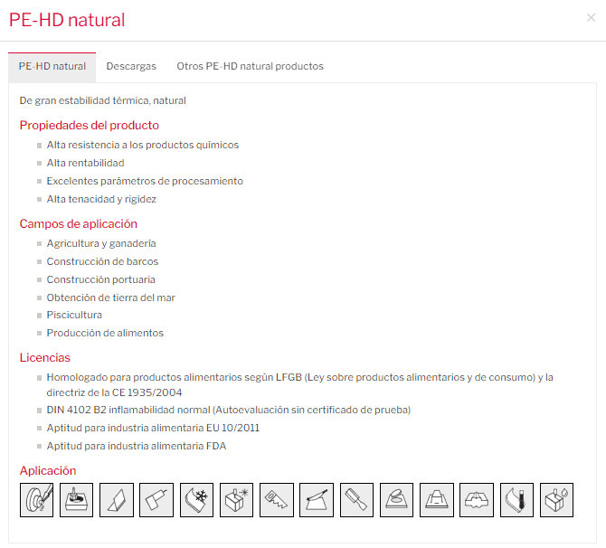 Propiedades PEAD Natural 