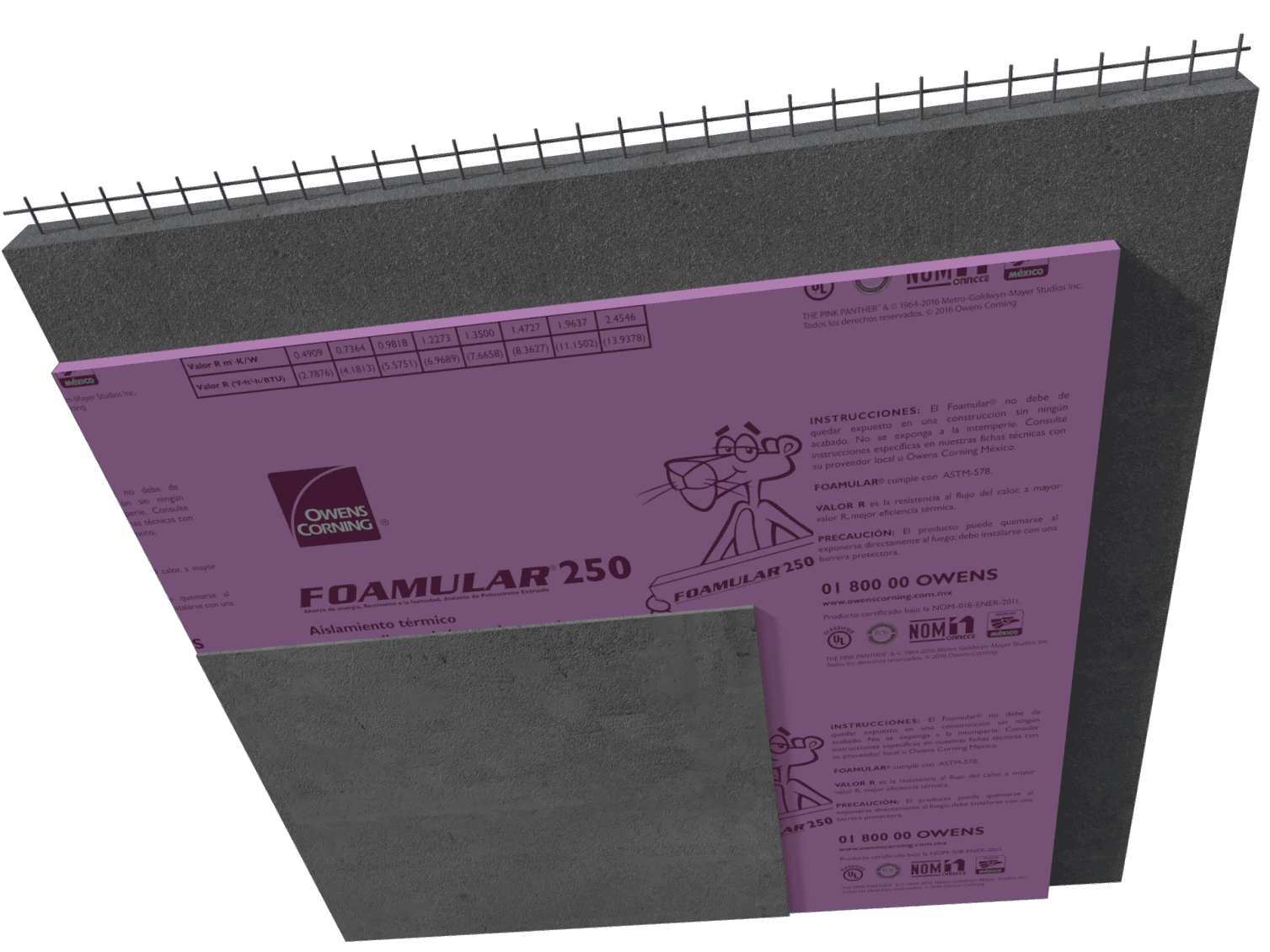 Aislamiento térmico de poliestireno para tablaroca Foamular