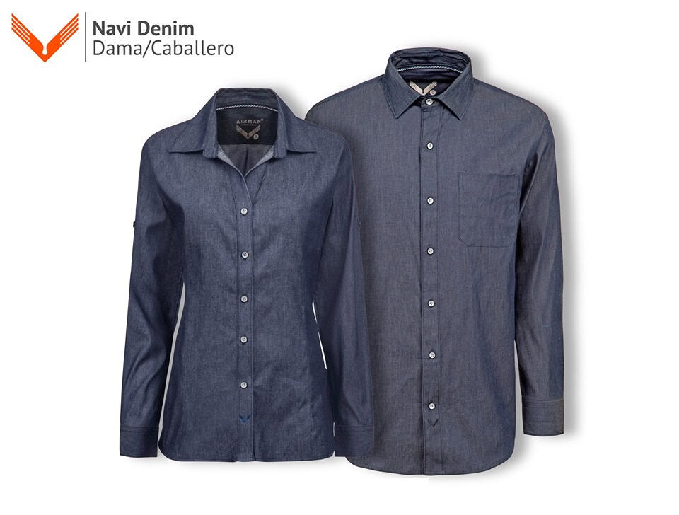 camisa de manga larga marca airman modelo navi denim