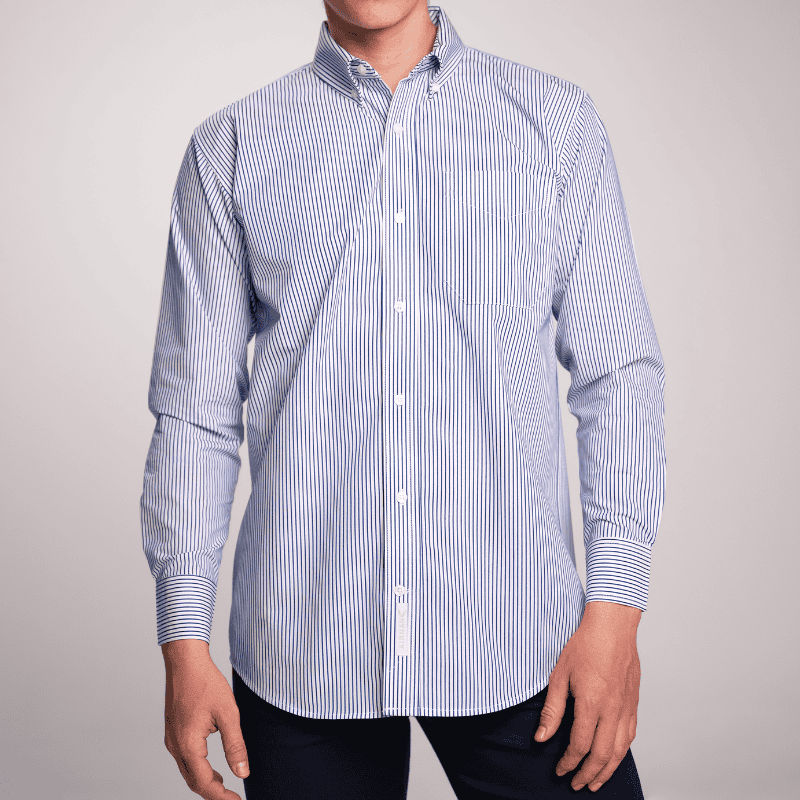 Camisa de manga manga larga modelo ejecutiva marca airman con estampado en raya blanca