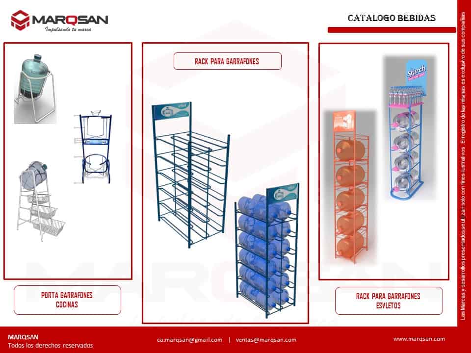 Exhibidores para garrafon, bidones o personales