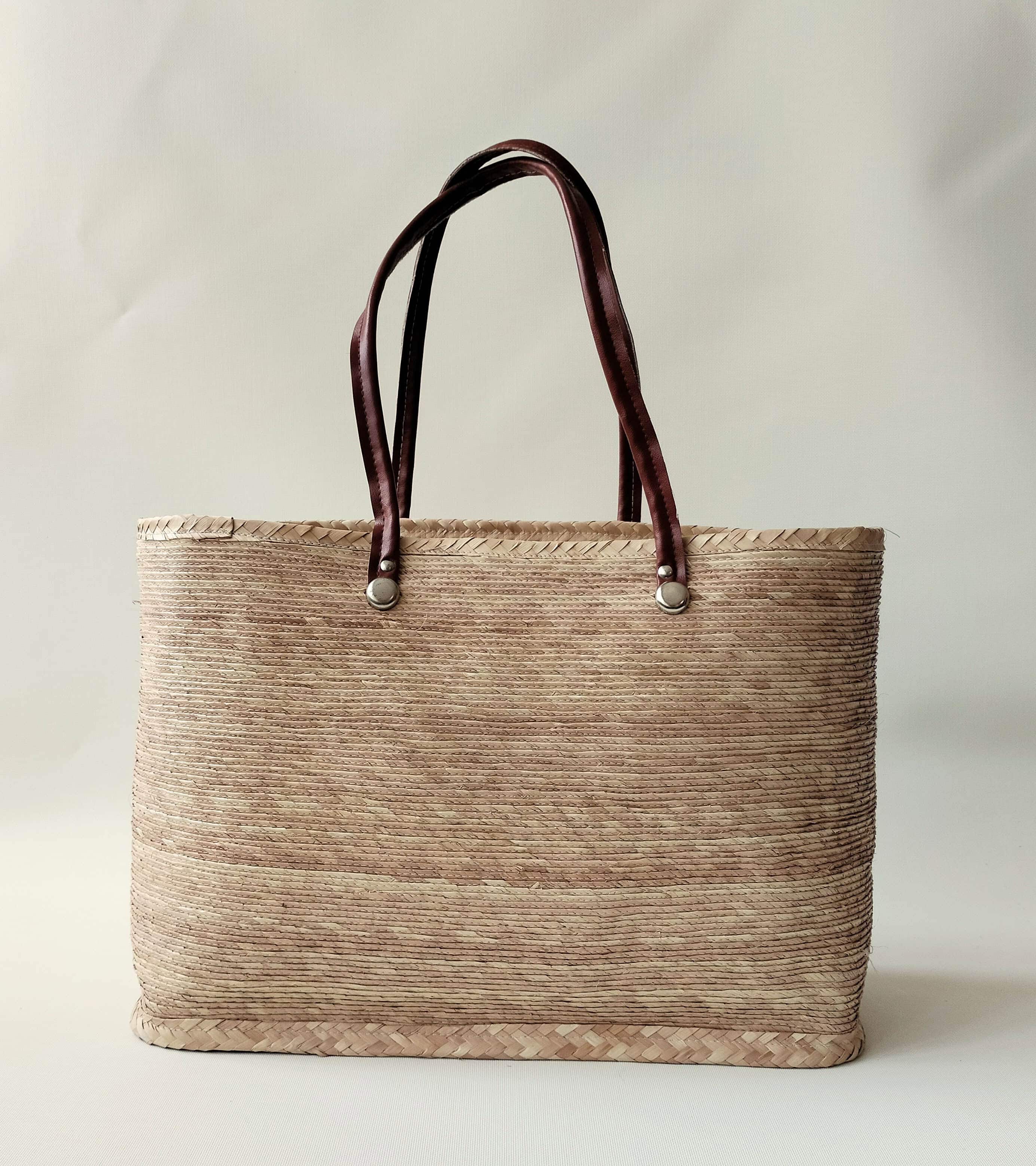 Bolsas de palma natural cocida asa curpiel Solimas 1