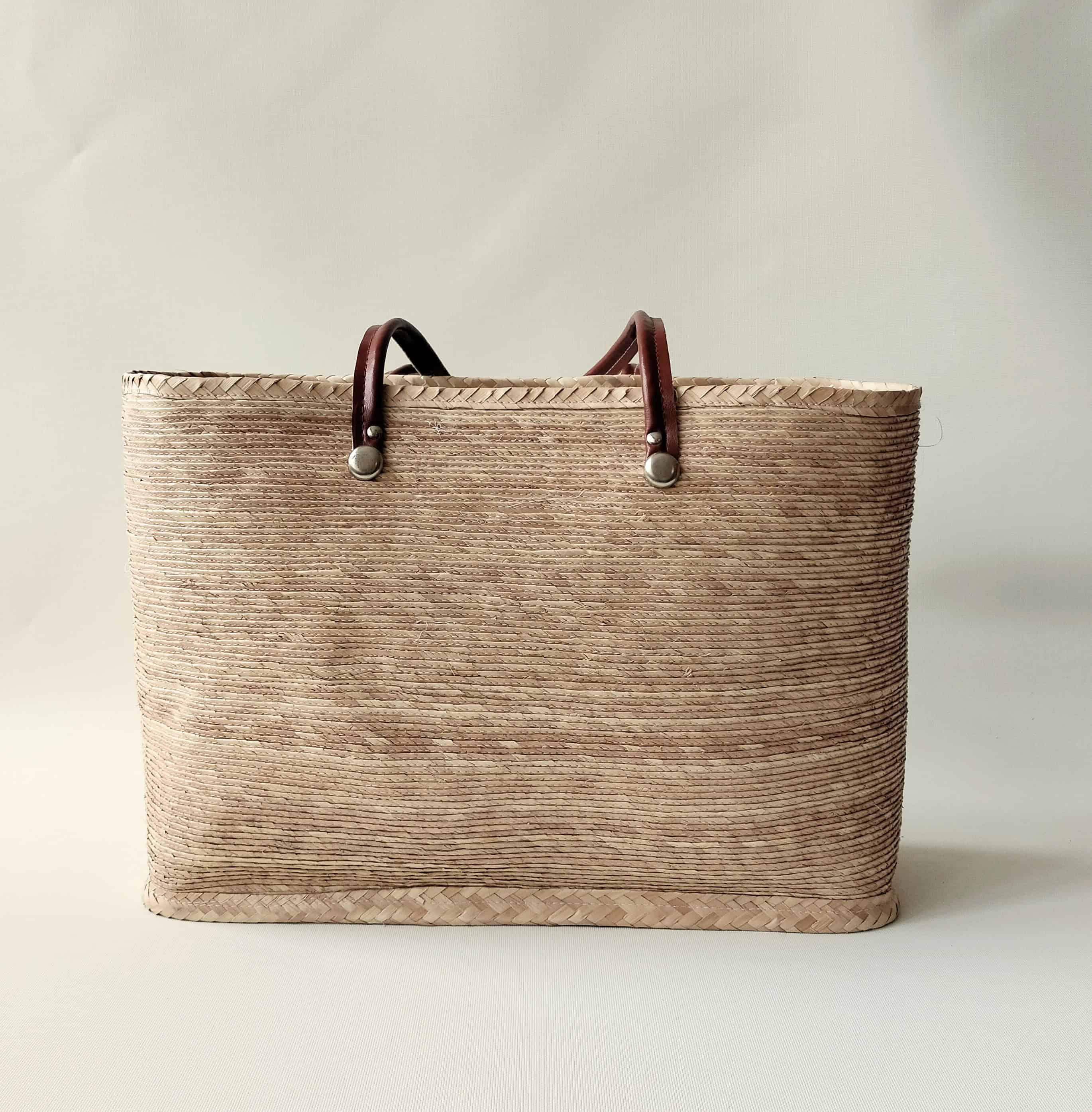 Bolsas de palma natural cocida asa curpiel Solimas 3