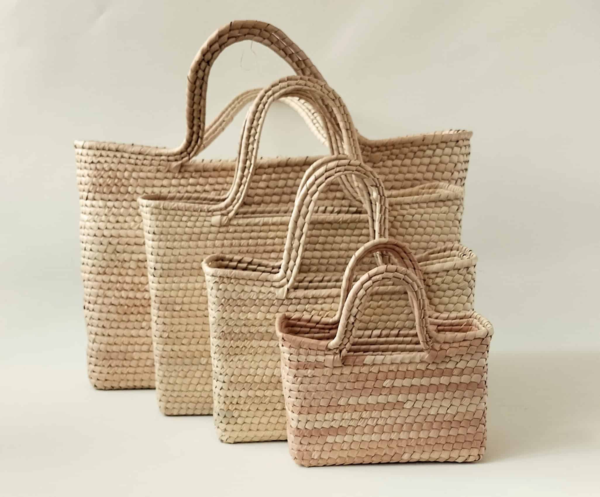 Bolsas de palma natural tejida firme curva Solimas 2
