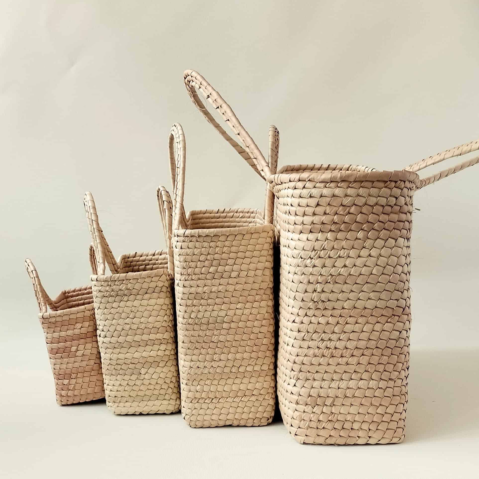 Bolsas de palma natural tejida firme curva Solimas 3