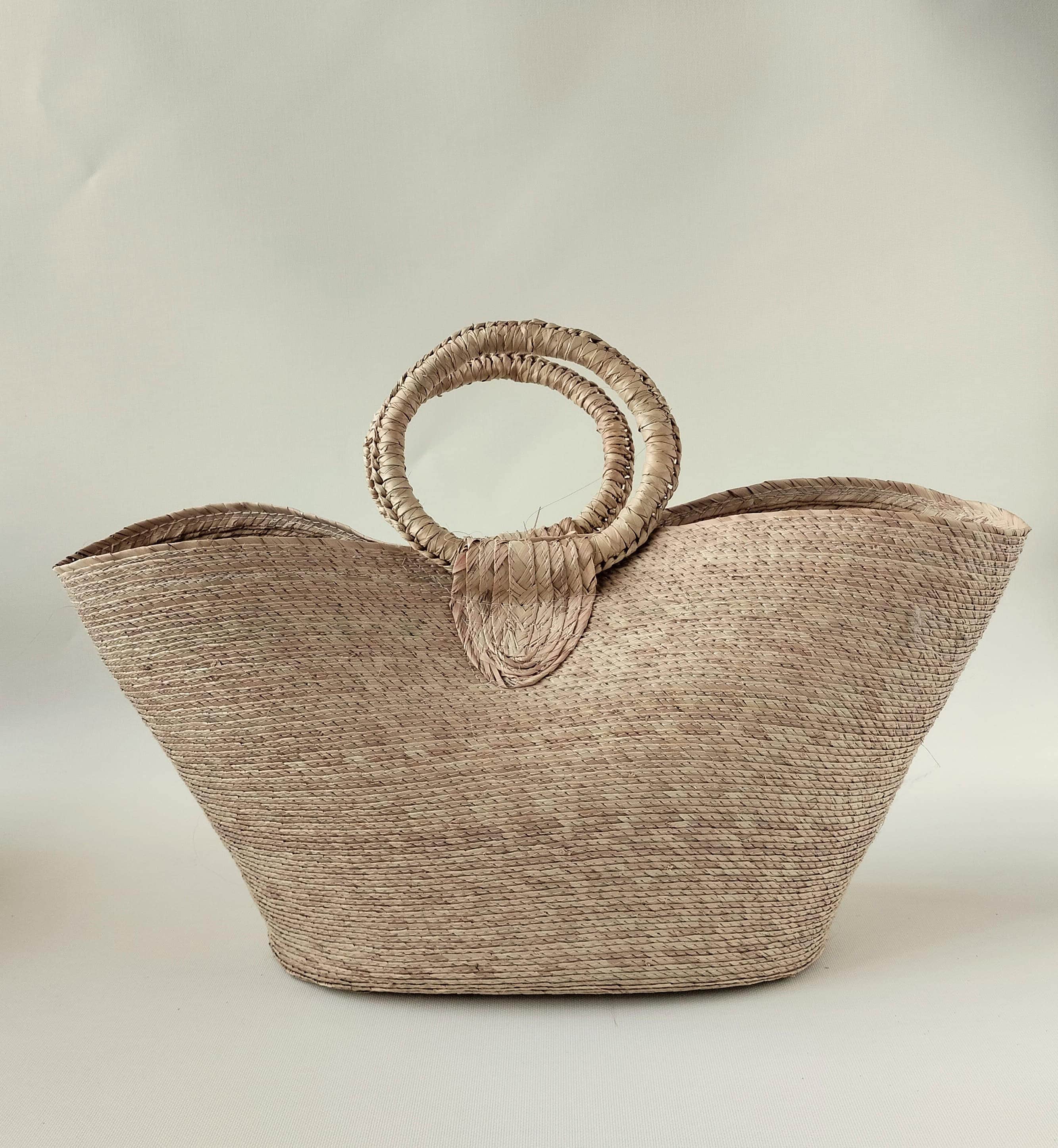Bolsas de palma natural tejida asa rígida redonda Solimas 1
