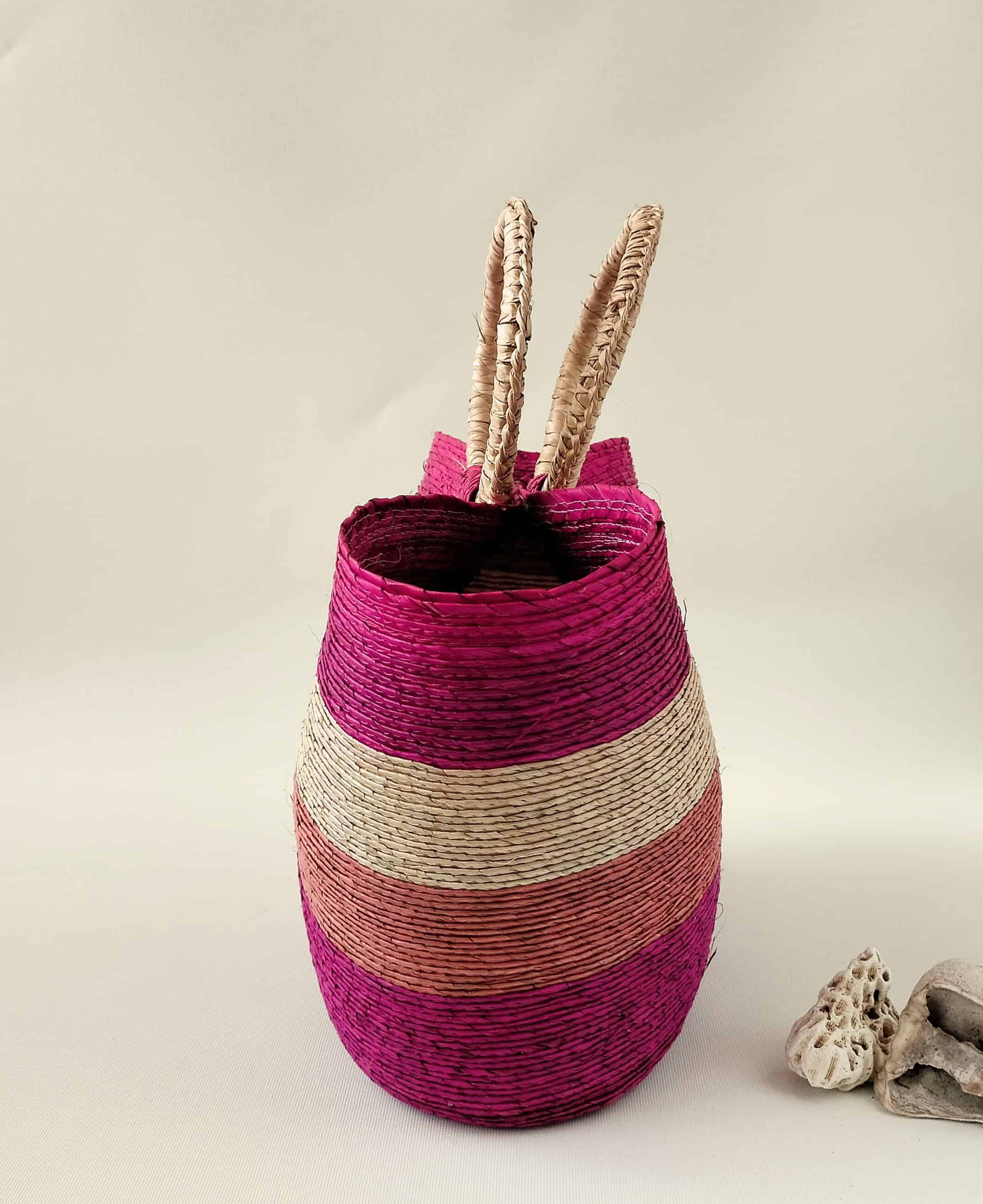 Bolsas de palma natural tejida asa rígida redonda Solimas 2