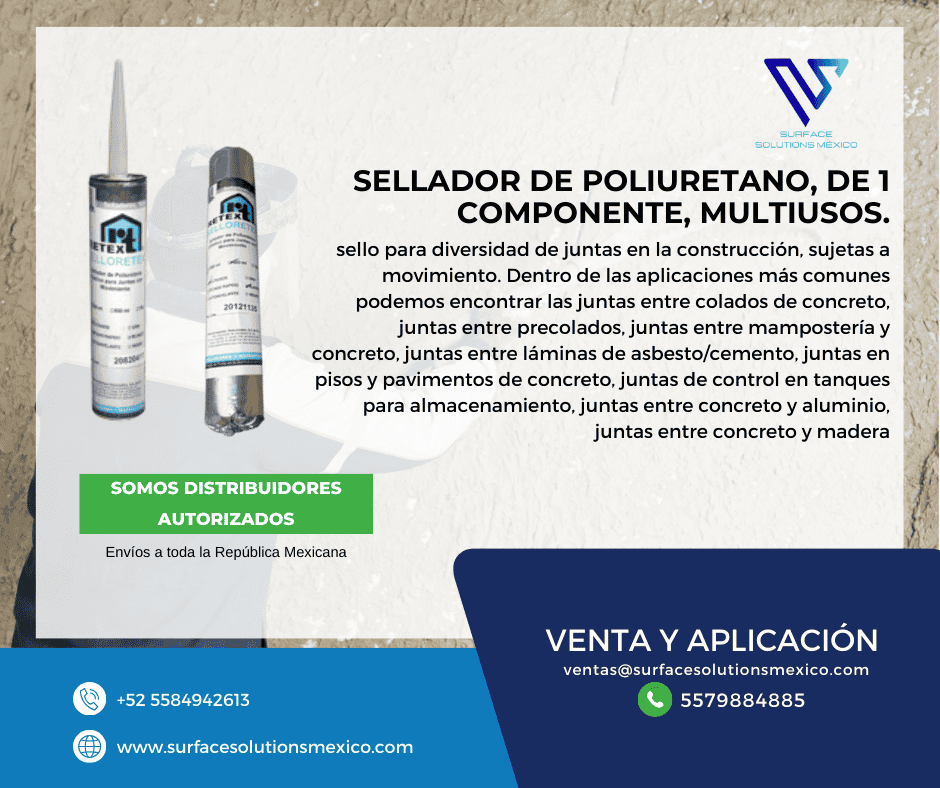Sellador de Poliuretano para Juntas, Fisuras y Grietas Surface Solutions Mexico