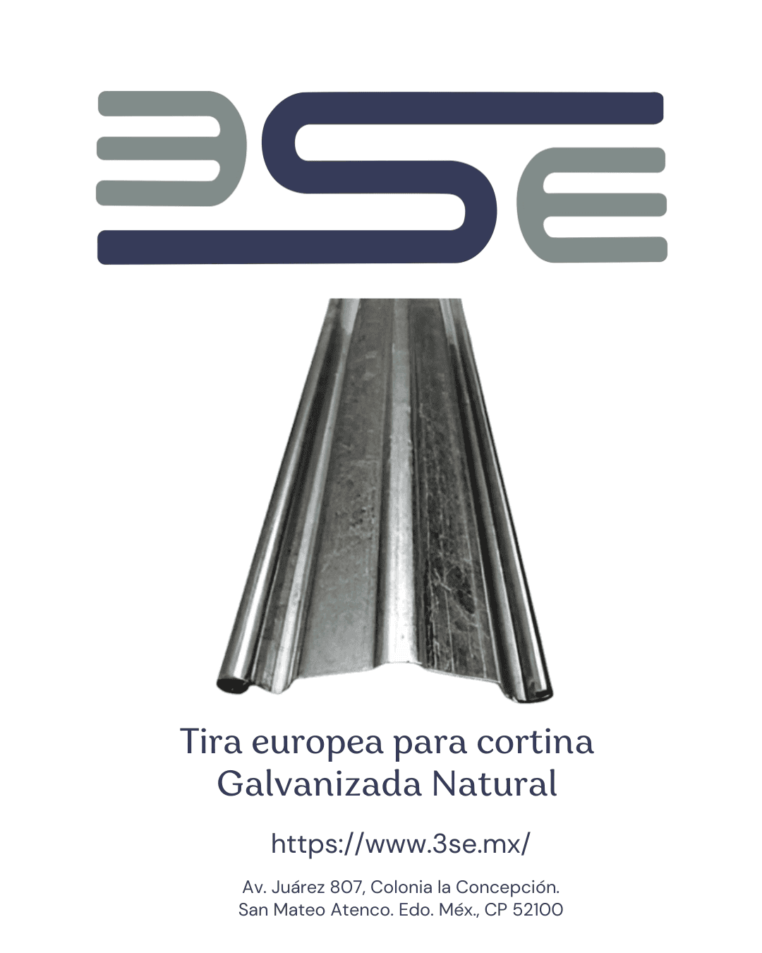 Tira para cortina tipo europea, galvanizada