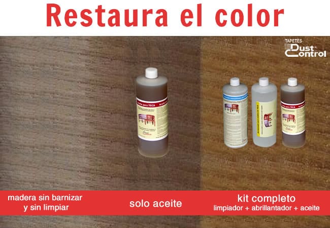 Aceite de teca en kit para el mantenimiento de muebles y decks de madera Dust Control 2