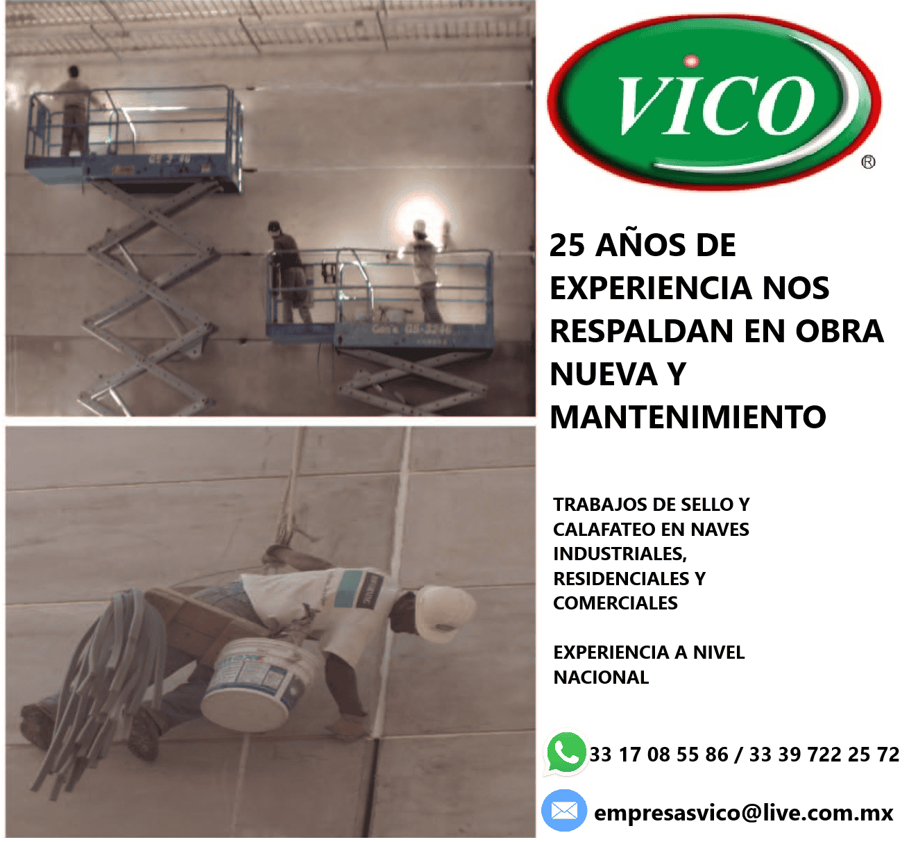 Calafateos en pisos y fachadas - Vico de México