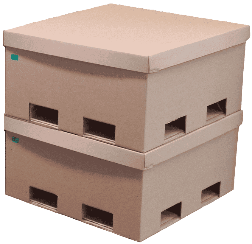 Cajas de cartón con entradas para movilidad con montacargas