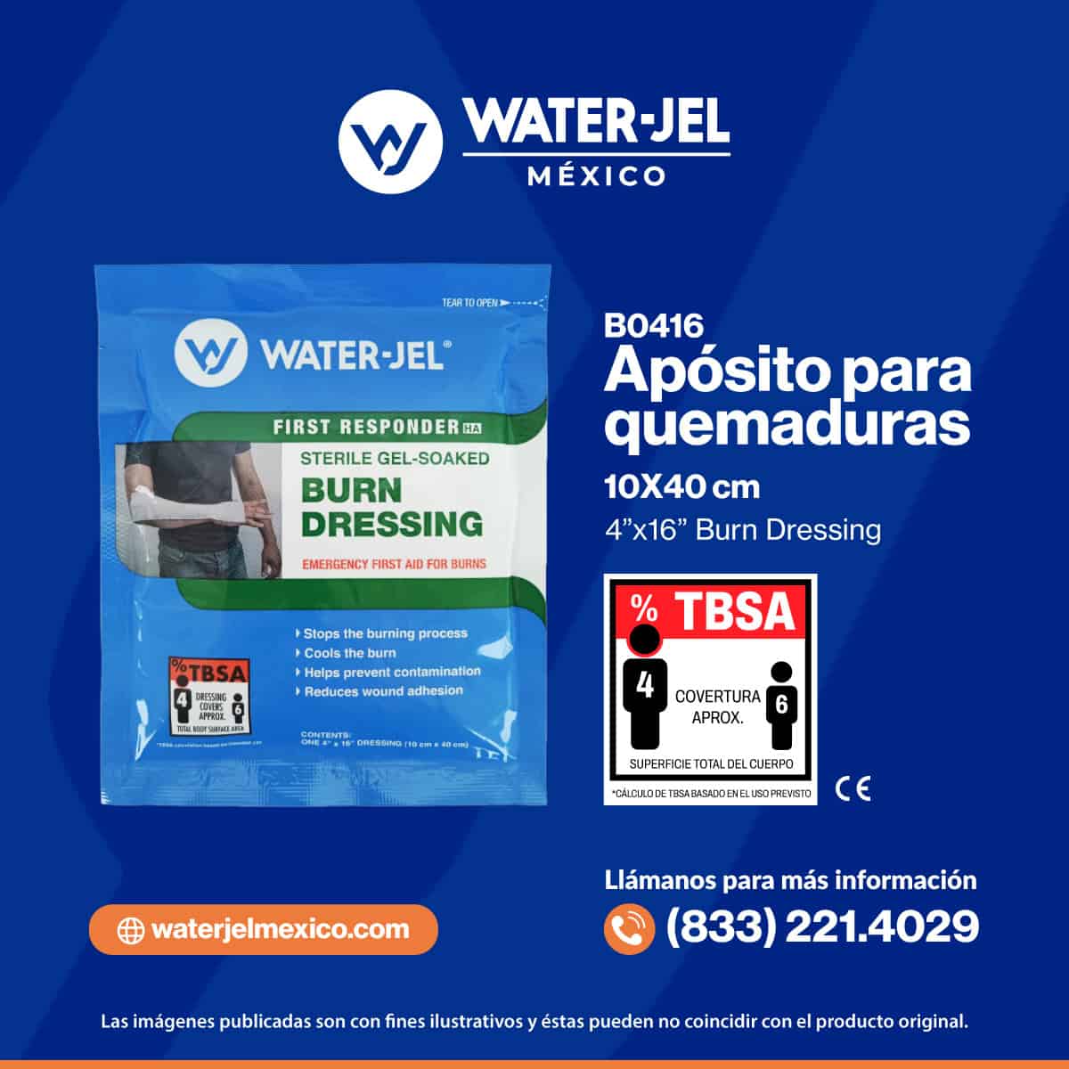 Apósito para Quemaduras Burn Dressing 10x40cm Water-Jel
