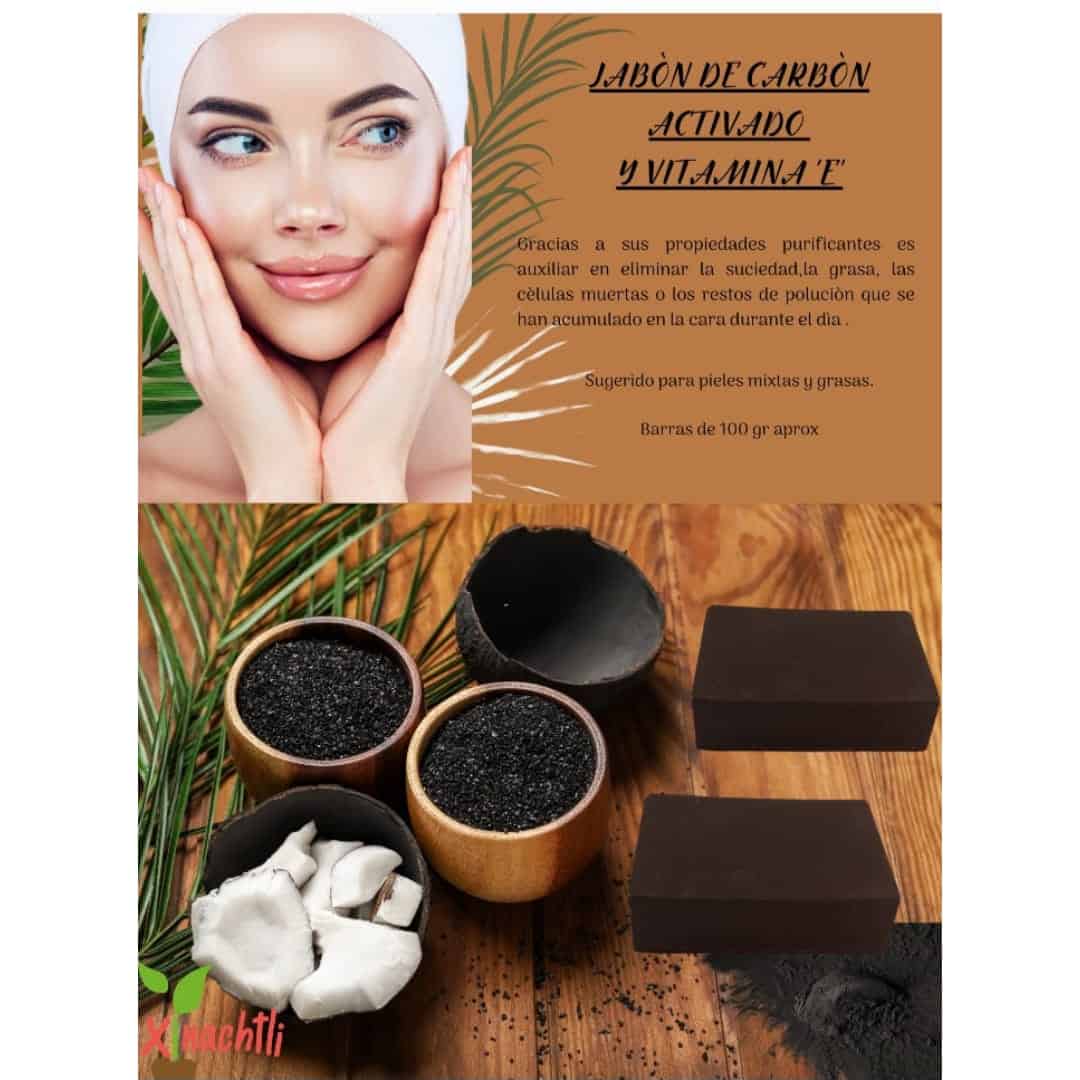 Jabón artesanal carbón activado para pieles mixtas y grasas.