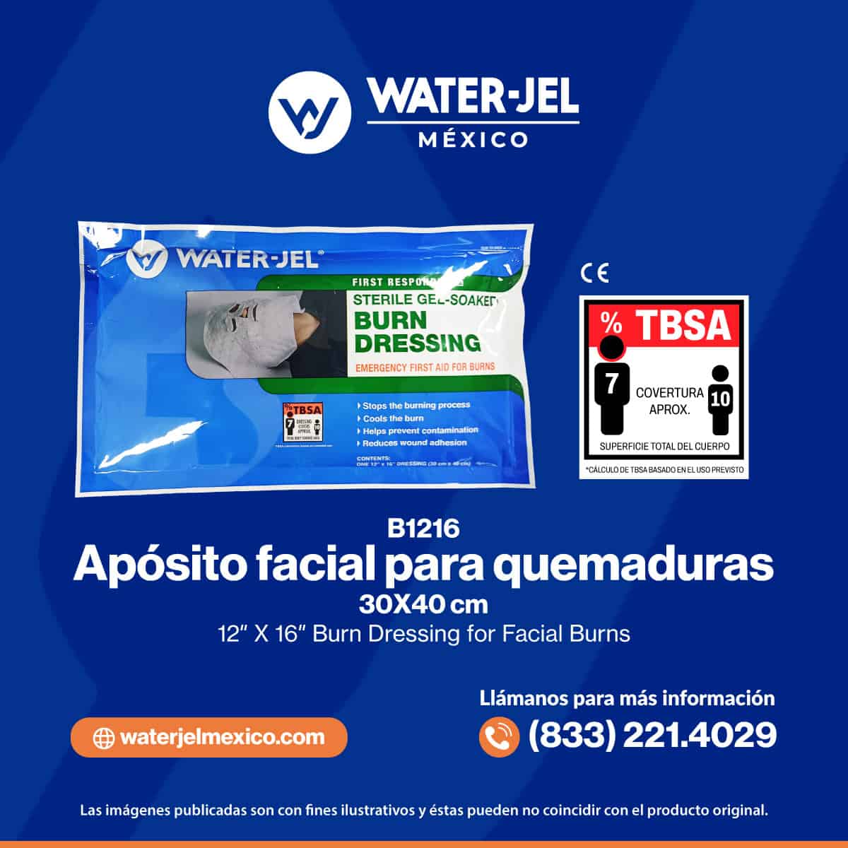 Apósito Facial para Quemaduras 30x40cm Water-Jel