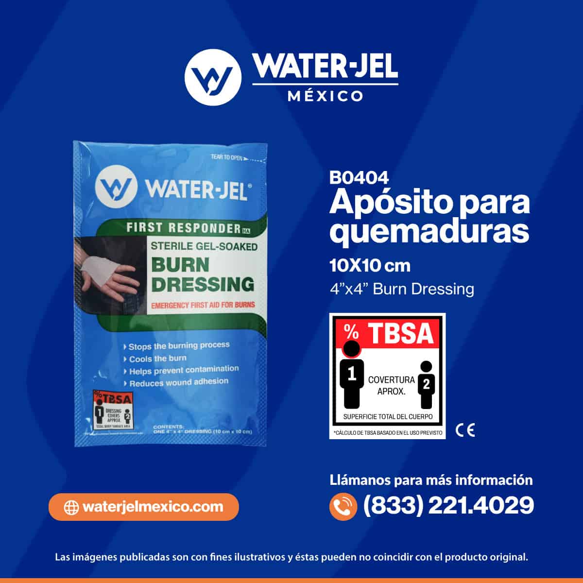 Apósitos para Quemaduras Burn Dressing 10x10cm Water-Jel