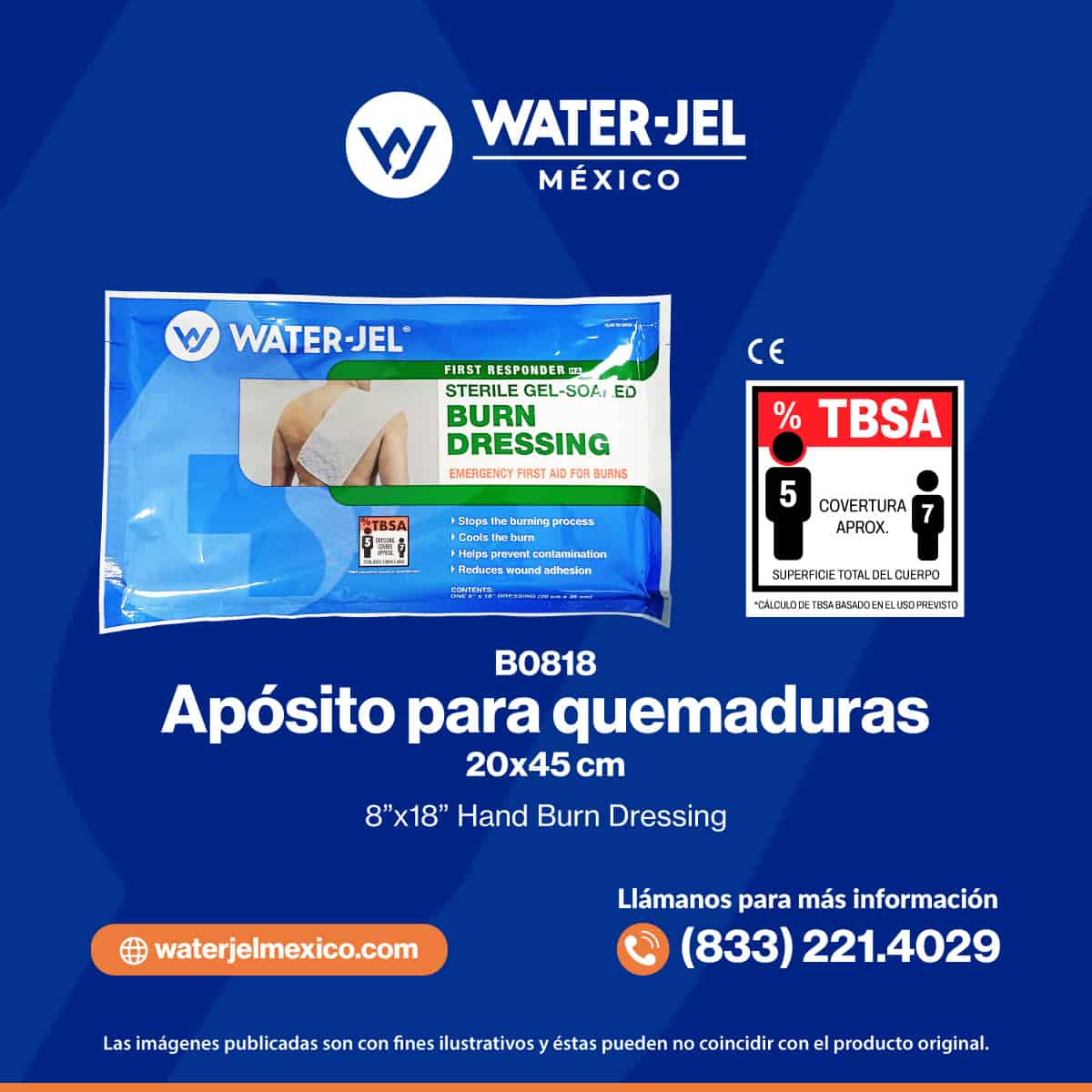 Apósitos para Quemaduras Burn Dressing 20x45cm Water-Jel