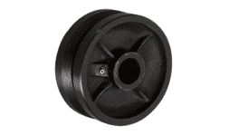 Rueda de hierro fundido, ranurada en V. Capacidad de carga de hasta 1130 kg. Balero de rodillos. Movi Ruedas