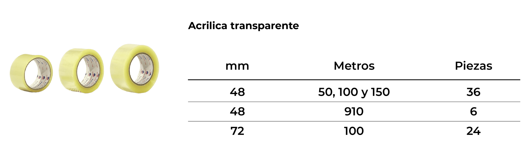 Cinta adhesiva transparente acrilica