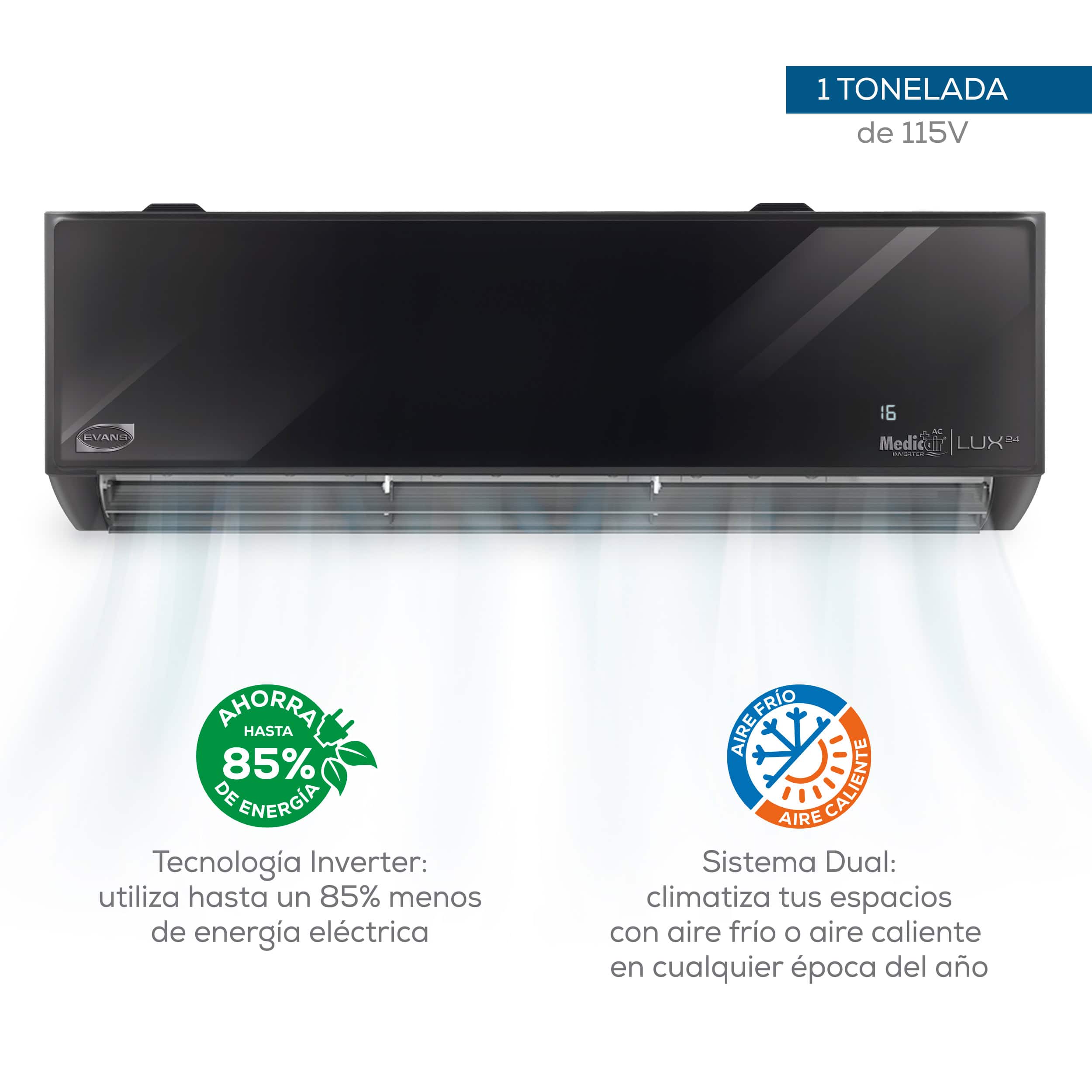 Tecnología Inverter + Tecnología DUAL (frío/calor)