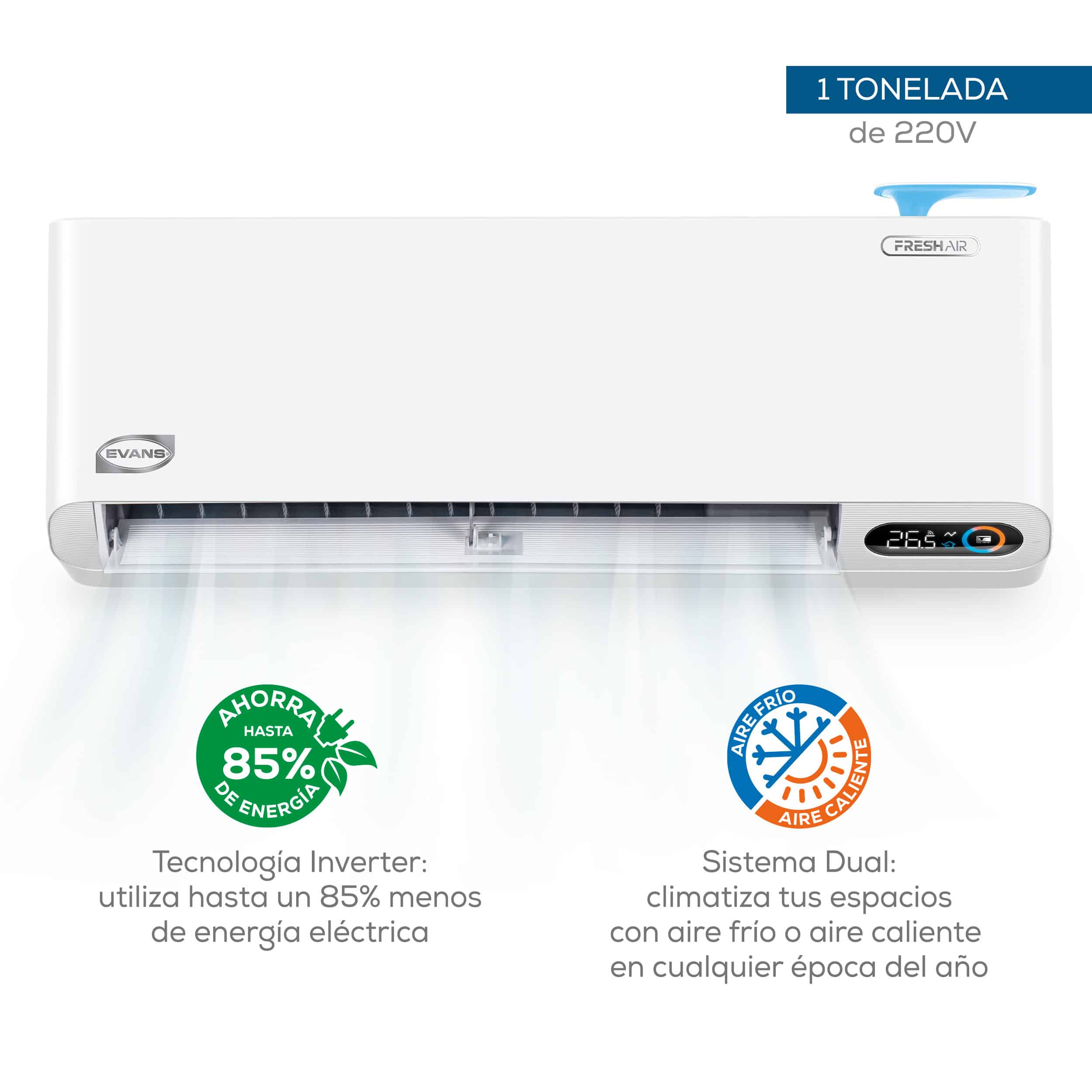 Minisplit MedicAir FreshAir con tecnología Inverter SEER23 y tecnología DUAL para controlar el clima a tu comodidad