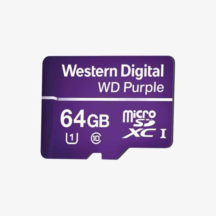 Memoria microSD de 64GB PURPLE, Especializada Para Videovigilancia.