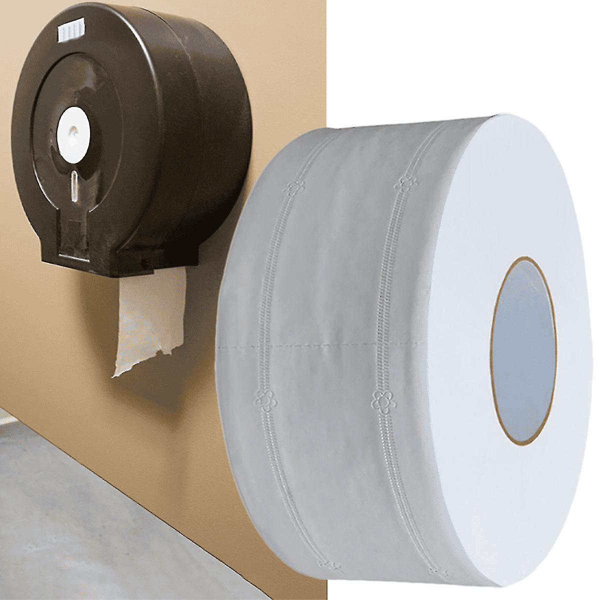 Rollo jumbo de papel higiénico Jrt de madera virgen para comerciales y aeropuertos.