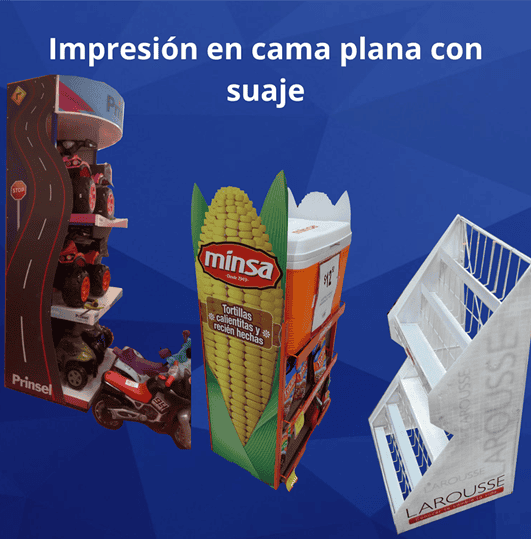 Exhibidor con Impresion en cama plana con suaje