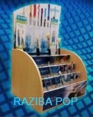 Exhibidores de madera con impresion en Trovicel - PVC, o Coroplast.