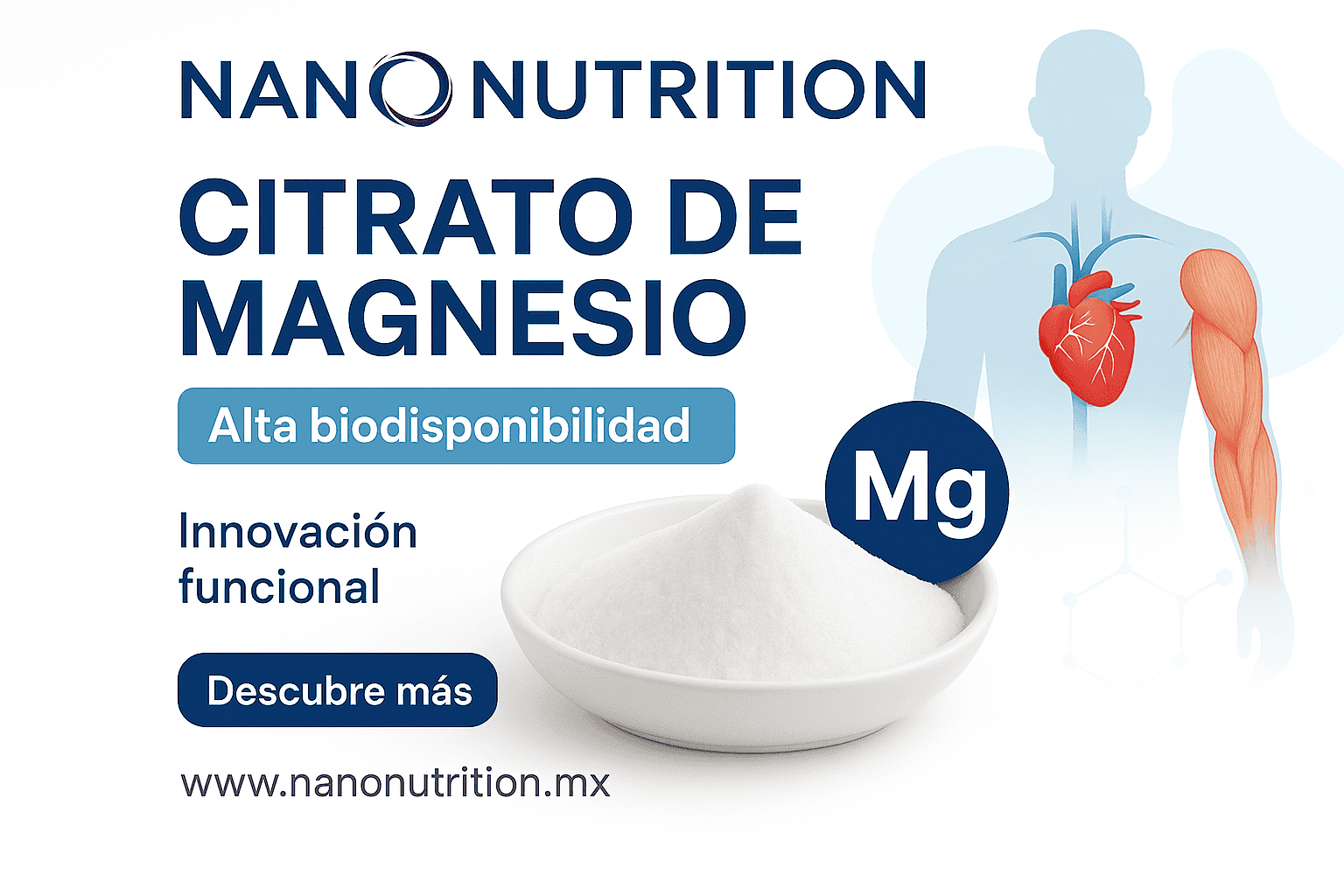 Citrato de Magnesio en Polvo – Grado USP.  Soluble y de Alta Biodisponibilidad. Monohidratado o Anhidro